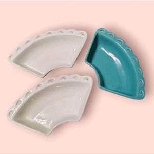 Set of 3 Vintage CALIFORNIA POTTERY Turquoise Lazy Susan Replacement Dishes L48